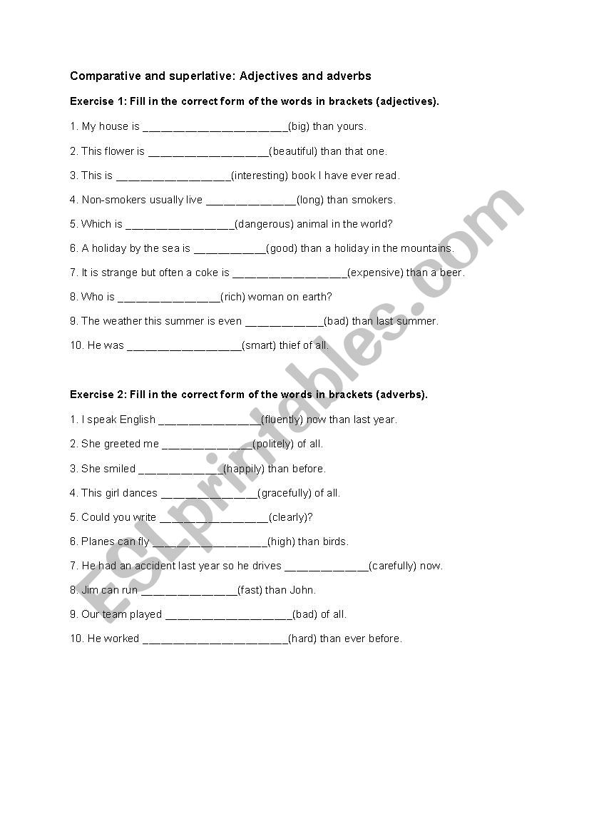 Comparatives and superlatives (adj.&adv.)