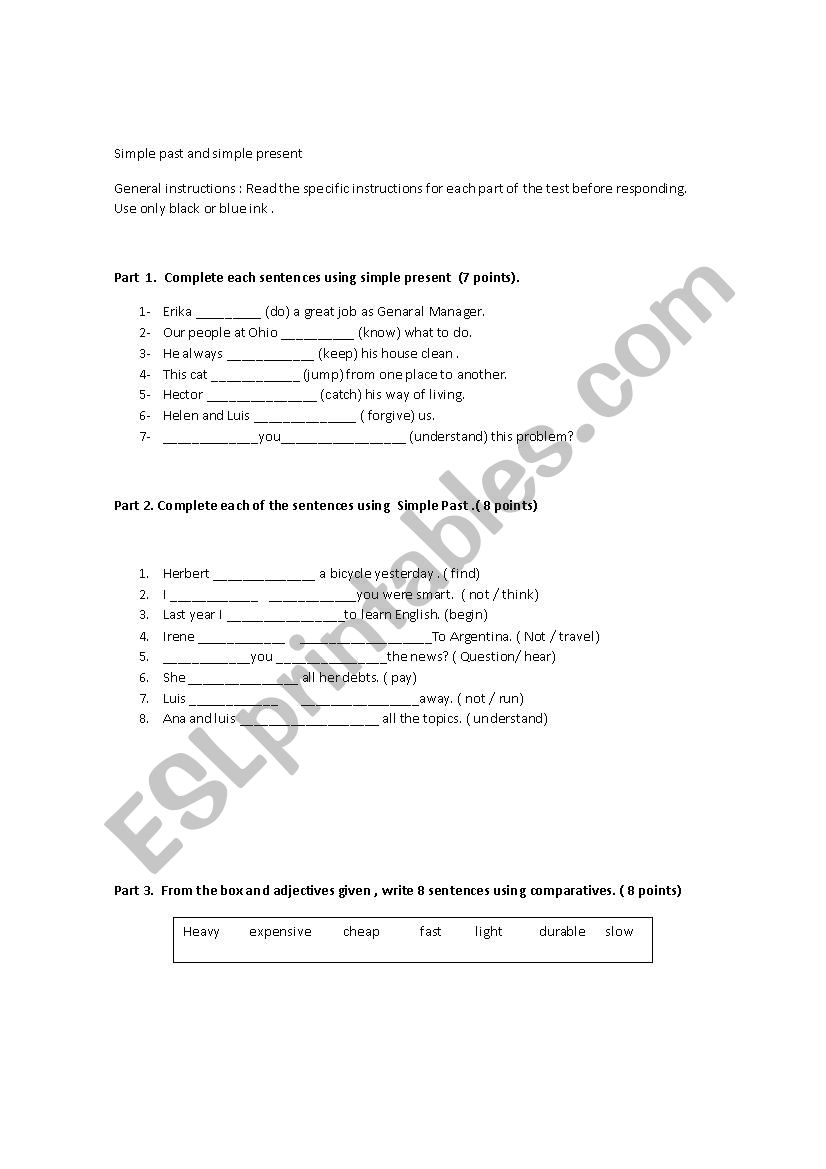 simple present and simple past practice 