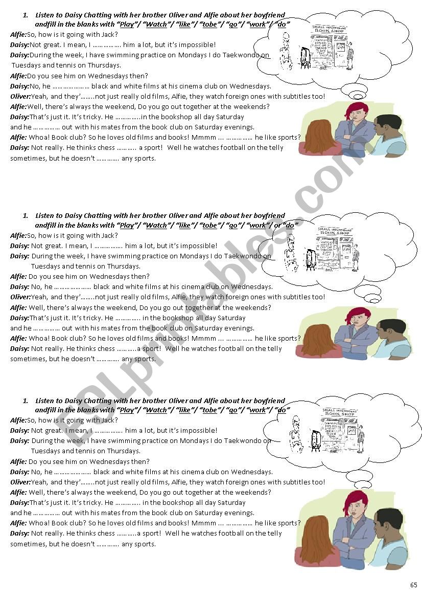 Simple present activities worksheet