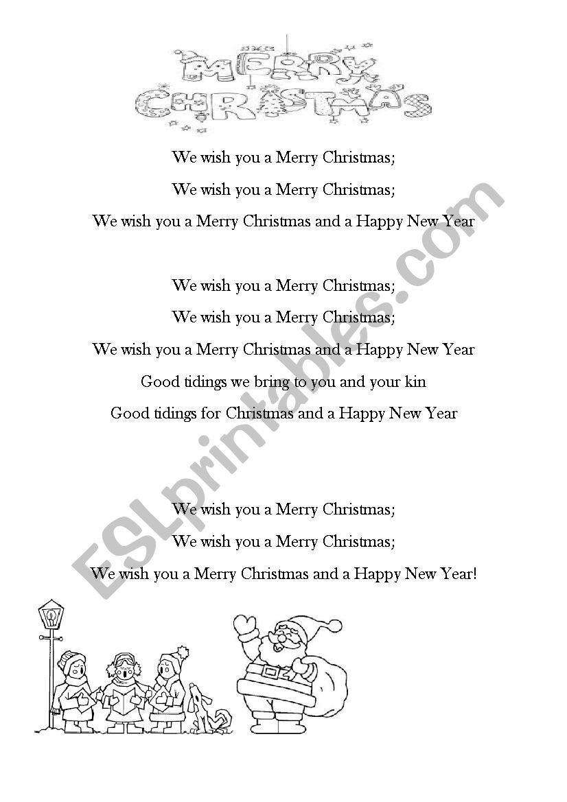 Merry Christmas song worksheet