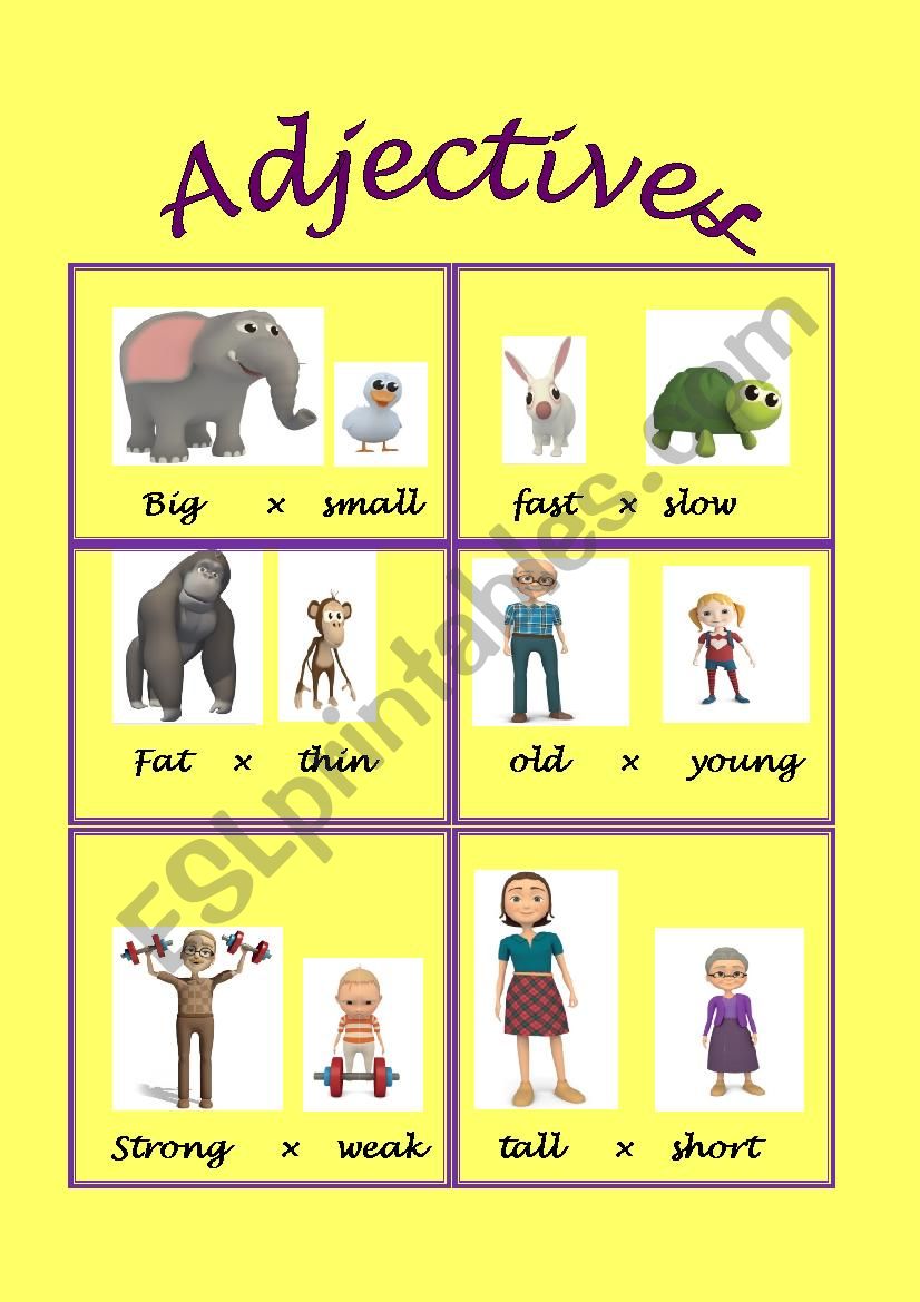 Poster for Adjectives worksheet