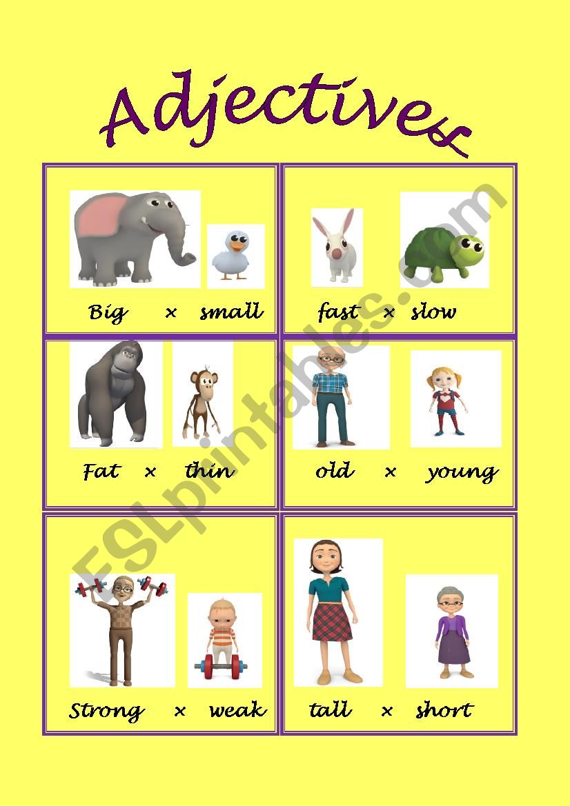 Poster for Adjectives worksheet