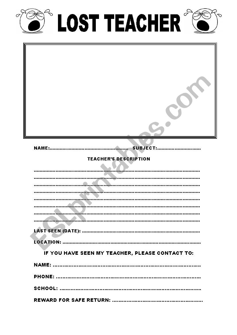 Lost Teacher worksheet