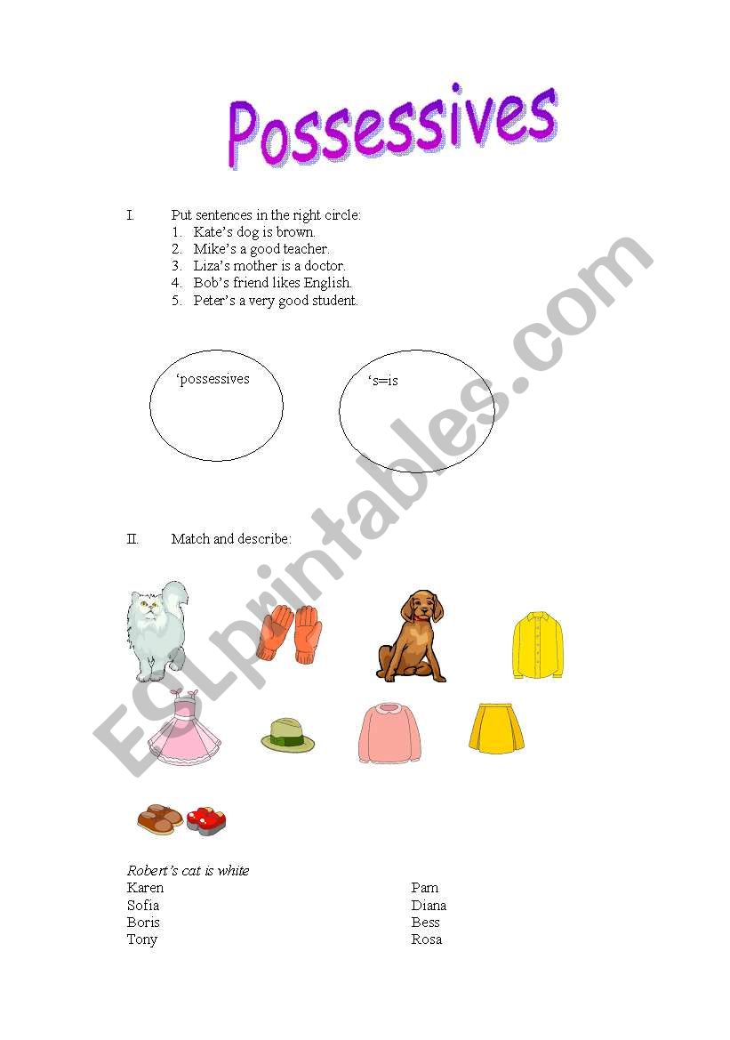 Possessives worksheet