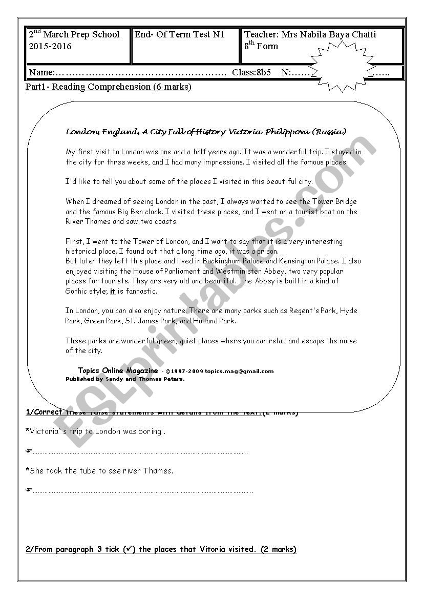 end - of   term test n 1 worksheet