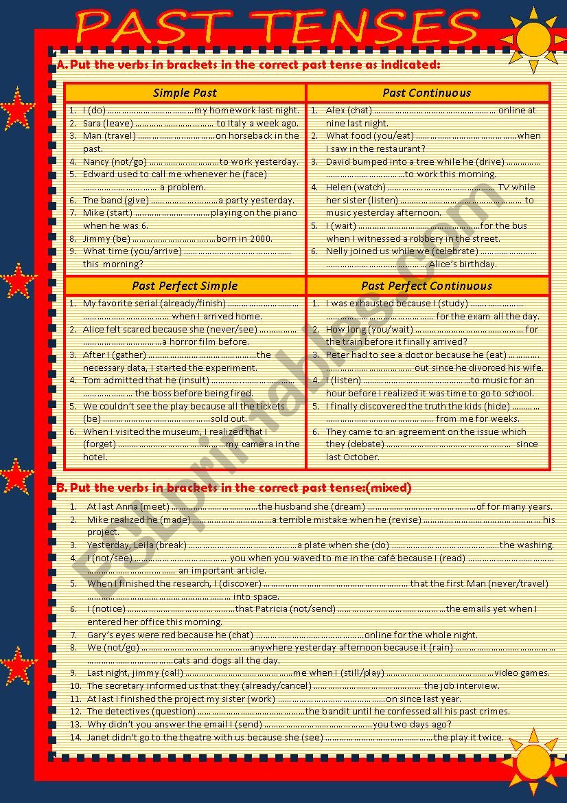 Past Tenses worksheet