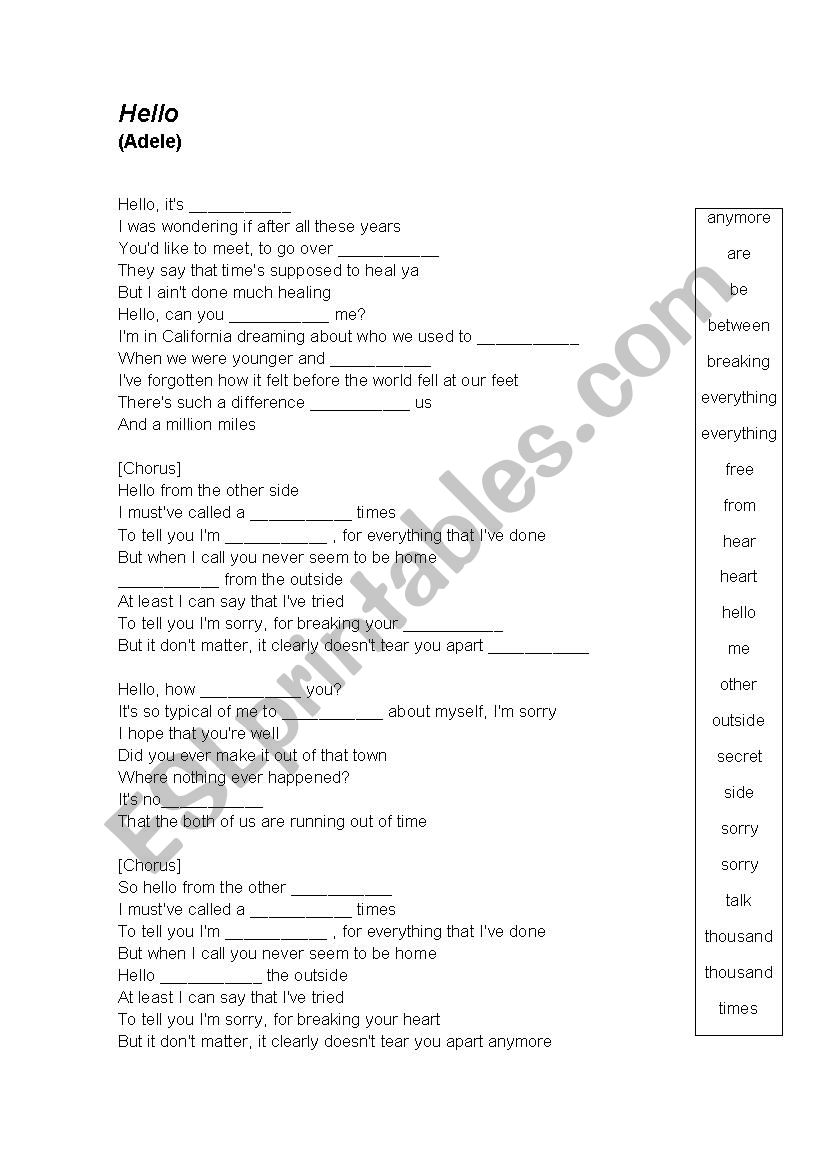 Song - Hello _ Adele - Intermediate