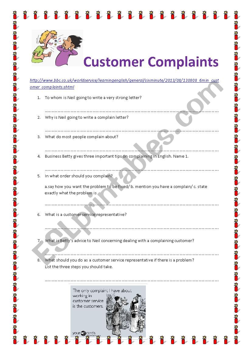 Customer complaints - listenings CEF B1