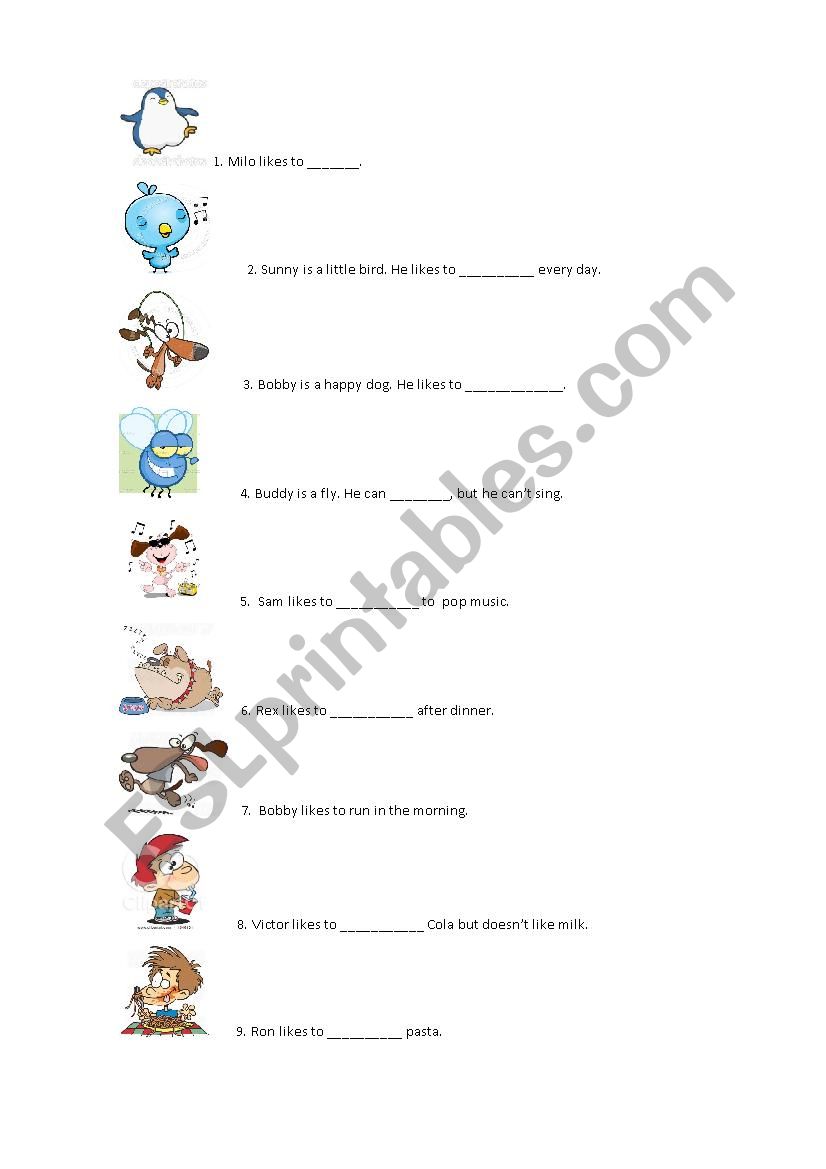 Action verbs worksheet