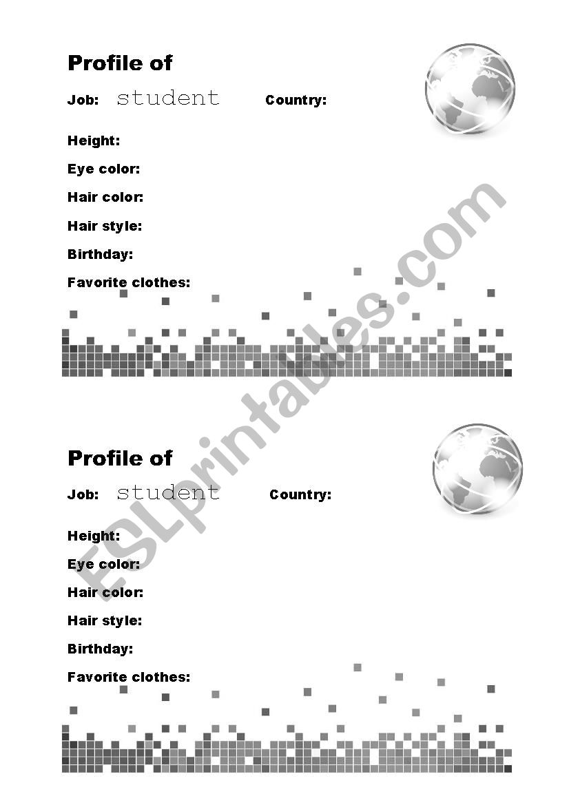 Profile of2 worksheet