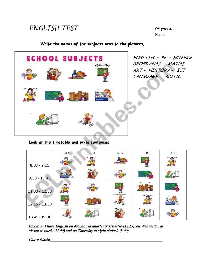 School subjects, prepositions at and on