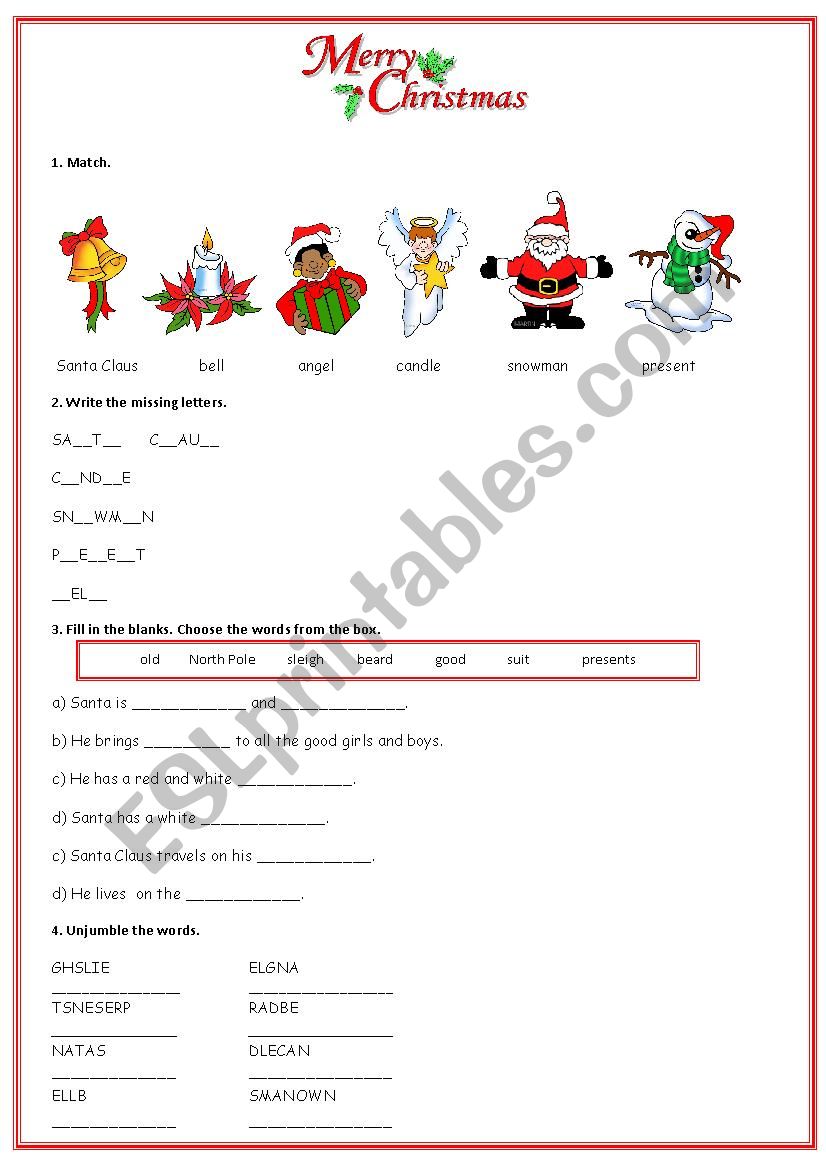 Christmas worksheet worksheet