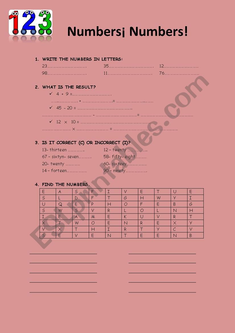 Numbers! worksheet