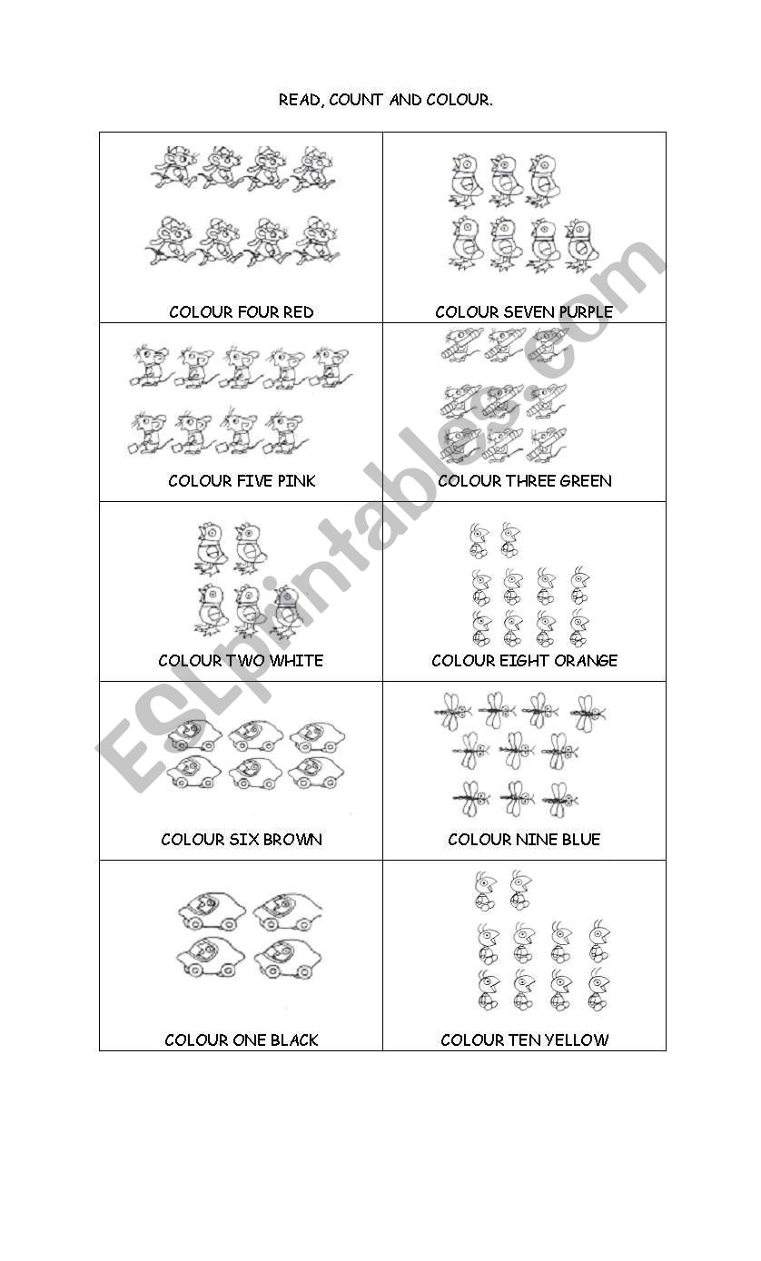 Count and colour worksheet