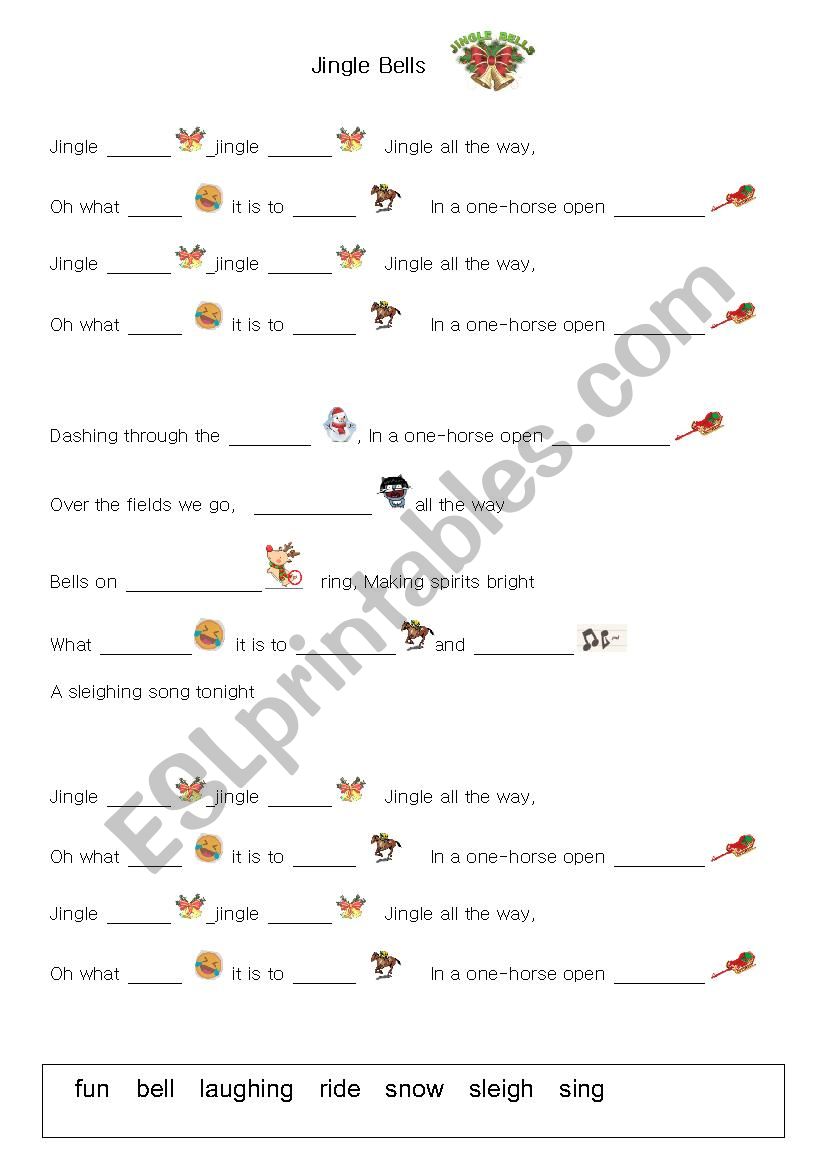 Jingle Bell song worksheet