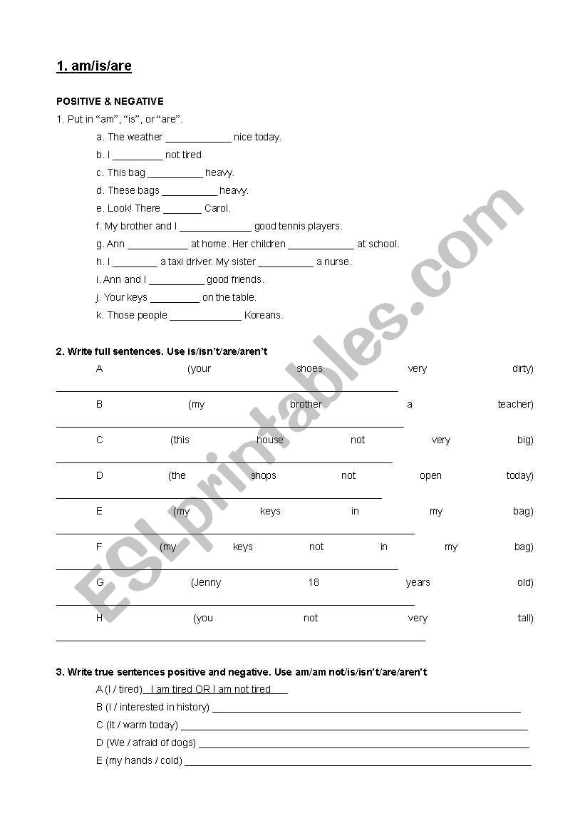 English grammar (beginner) worksheet