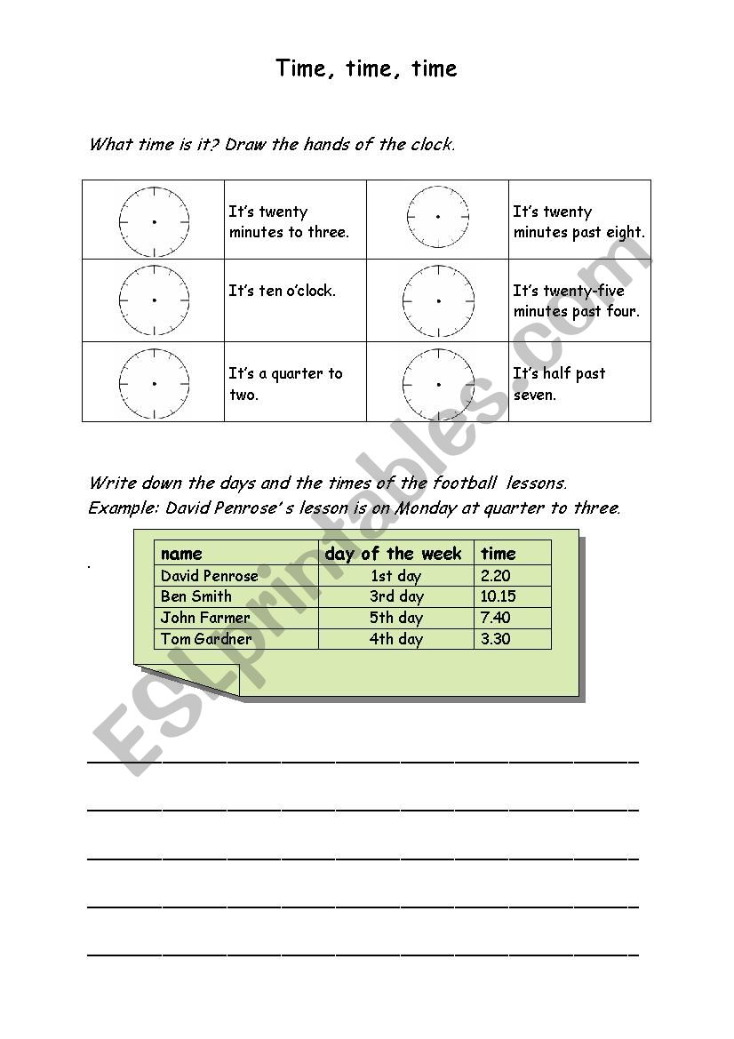 What time is it? worksheet