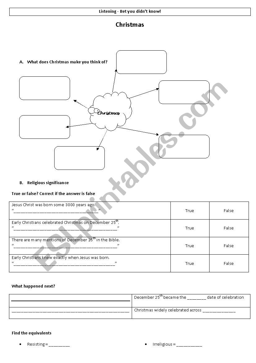 Xmas Bet you didnt know worksheet