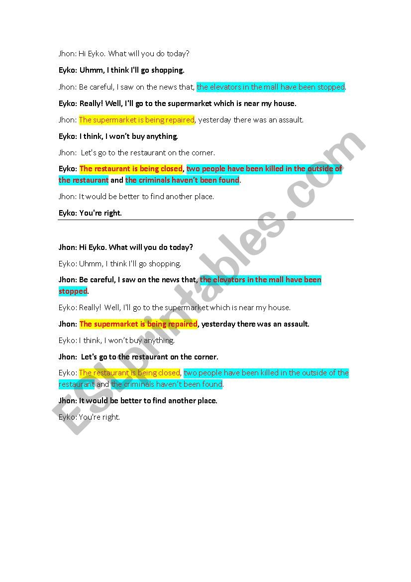 Conversation Passive with present continuous and perfect tenses ESL worksheet by JangKeunSukkie