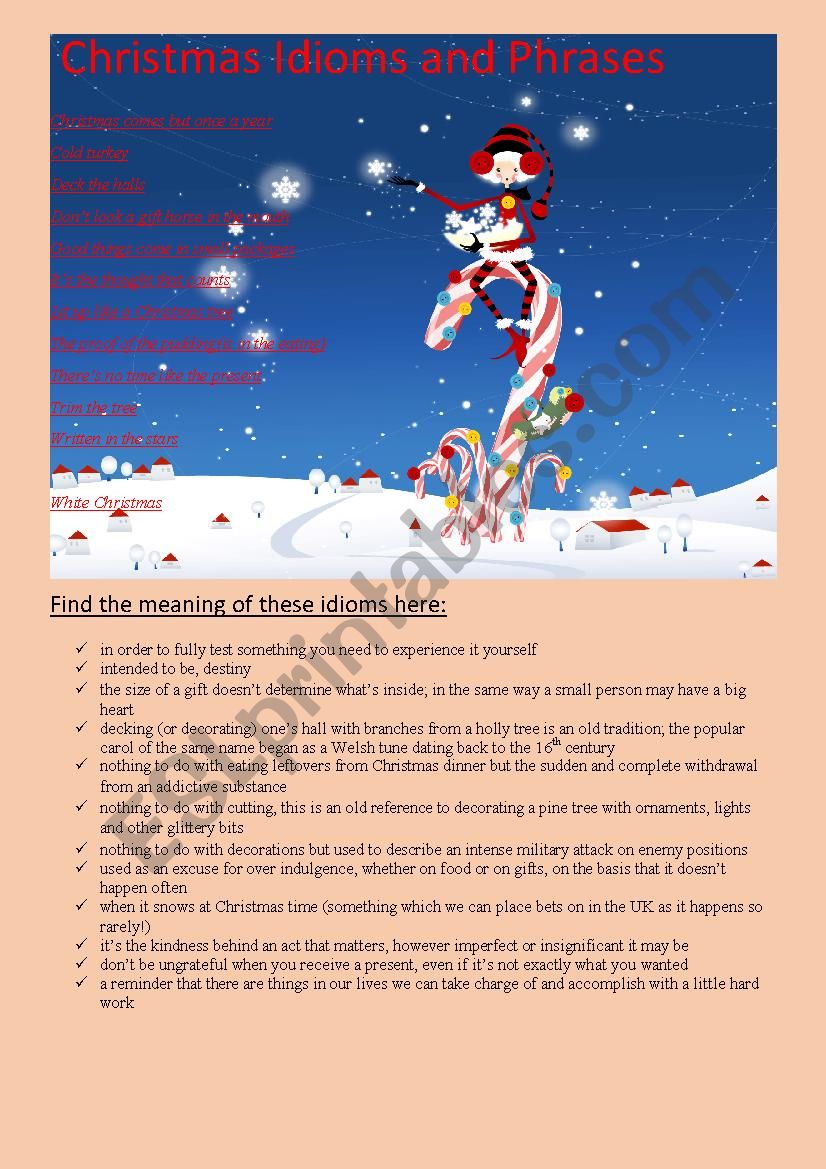 Christmas Idioms worksheet