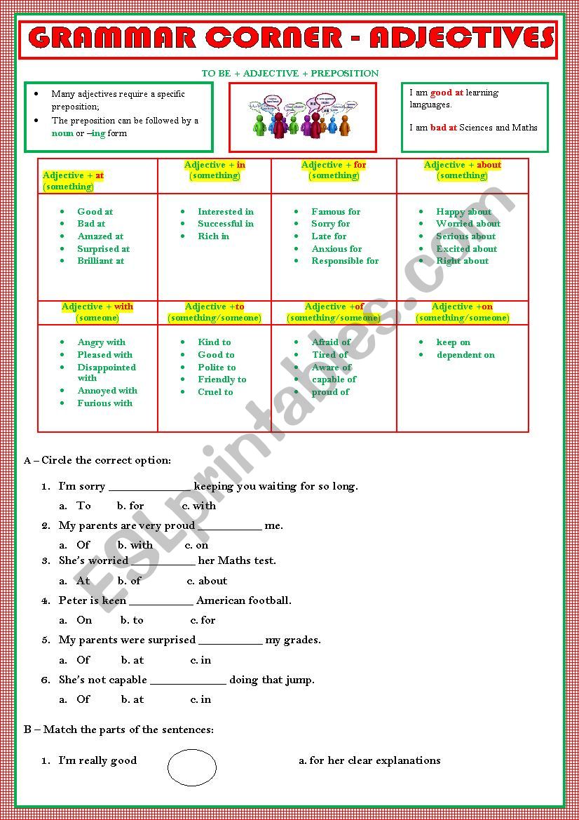 GRAMMAR - ADJECTIVES + PREPOSITIONS