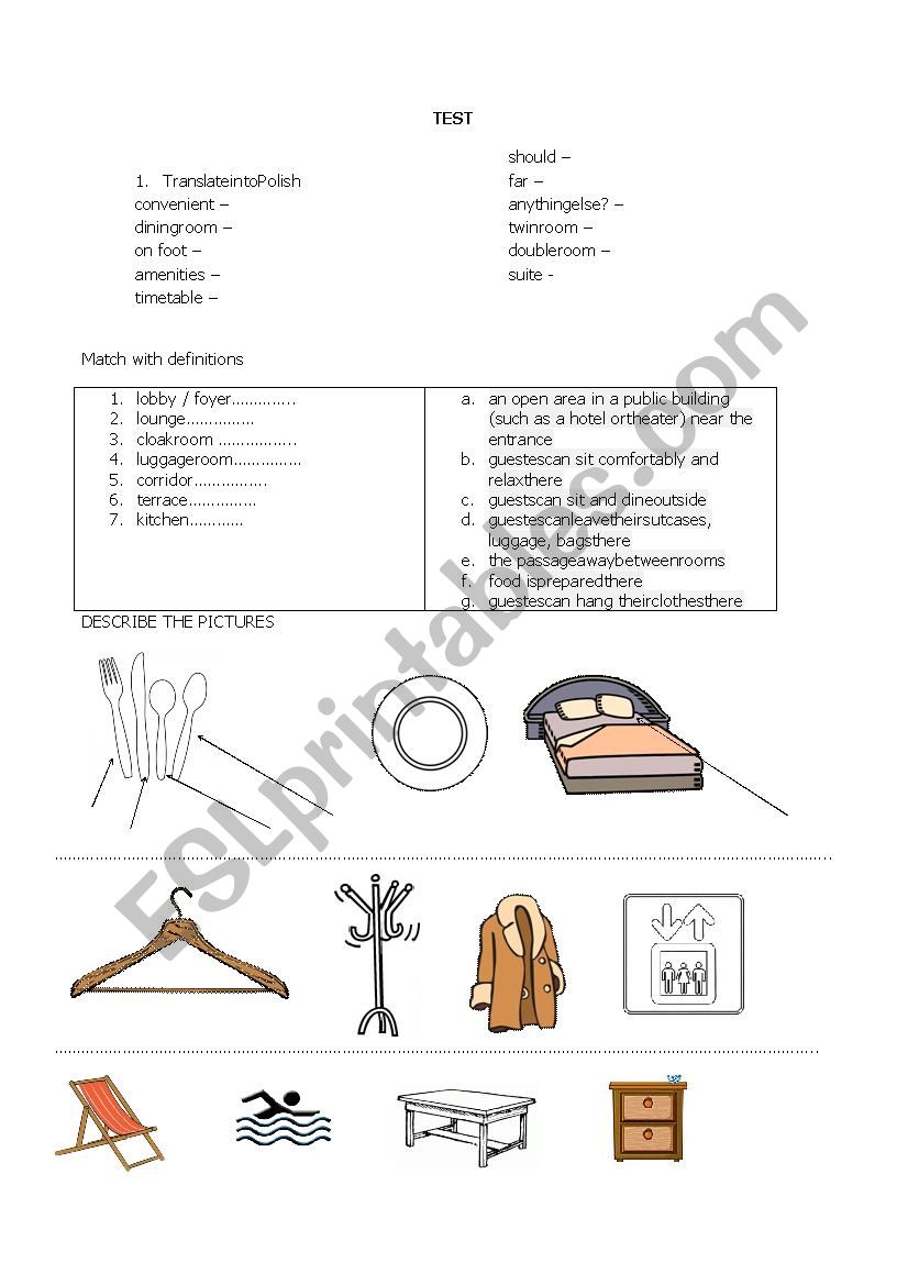 room attendant  worksheet