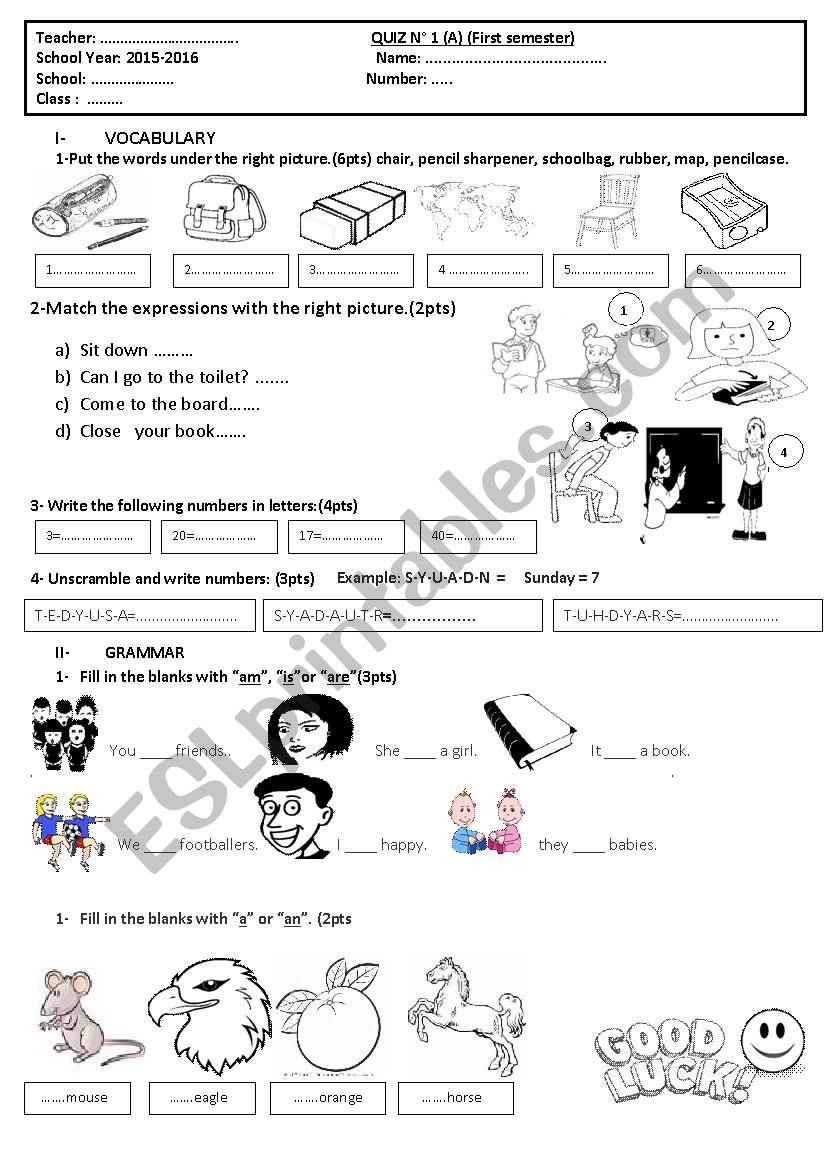 Quiz worksheet