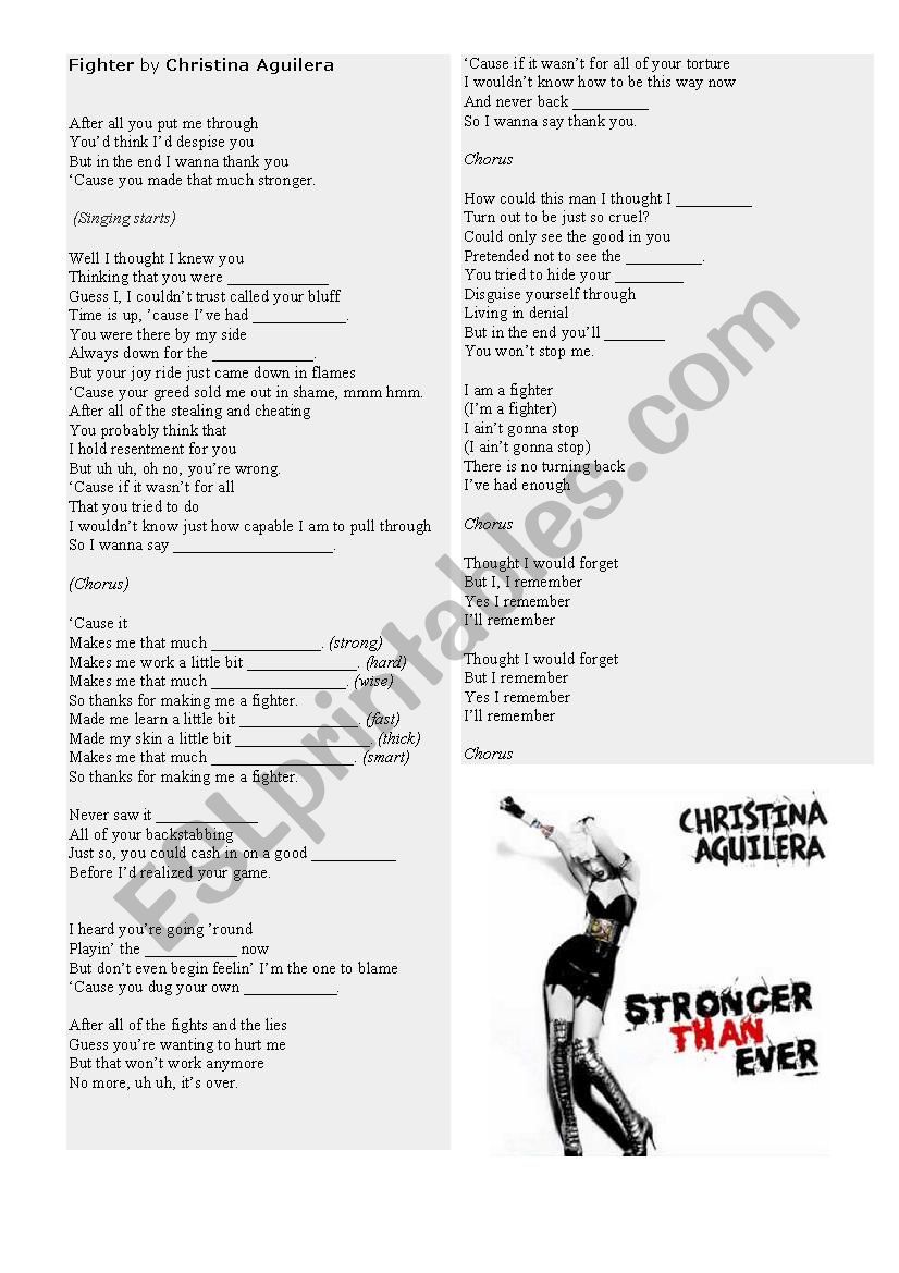Fighter - Christina worksheet
