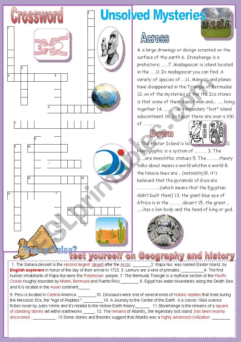 Unsolved Mysteries crossword now fully editable