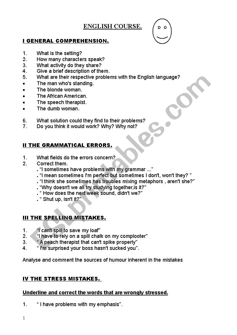 ENGLISH COURSE worksheet