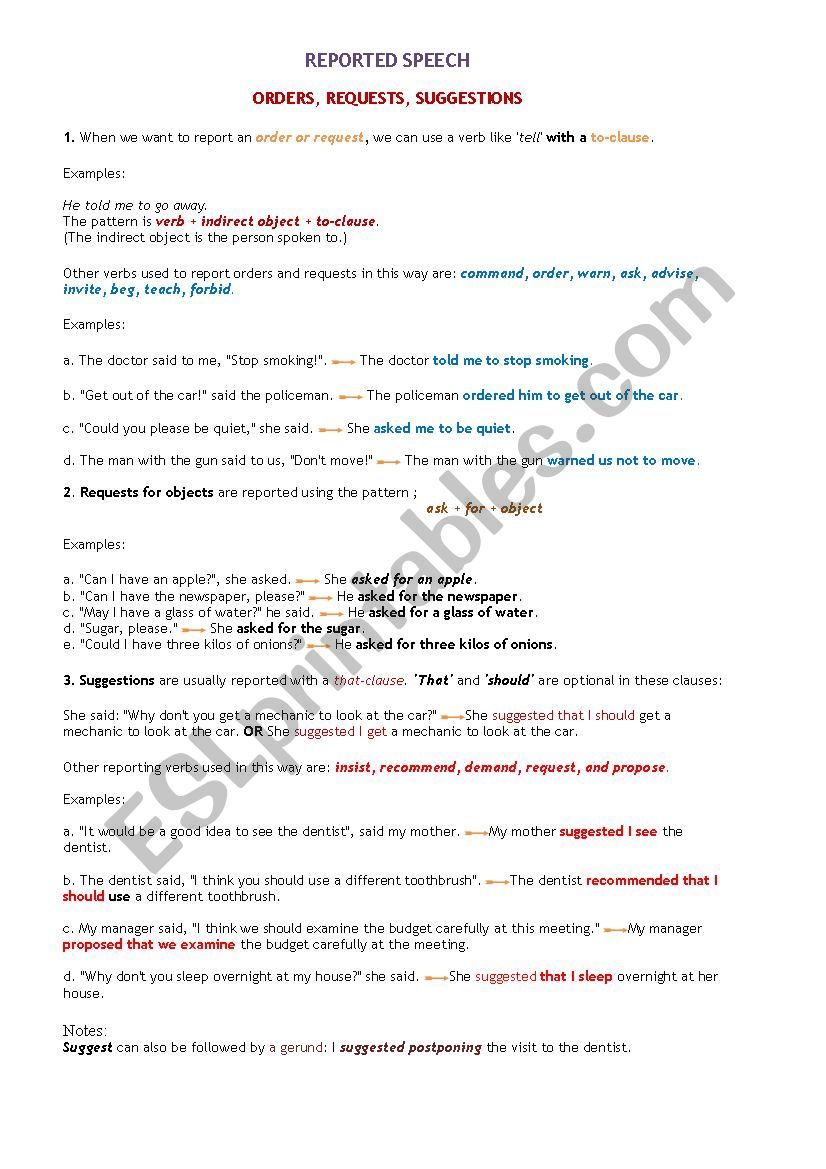Indirect Speech ( request,order,ask )
