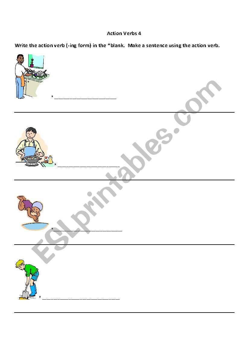 Action Verbs 4 - Practice worksheet