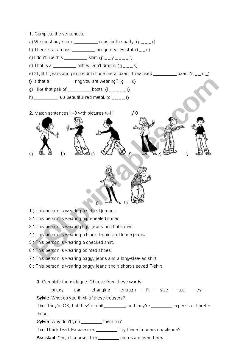Clothes, past modals 2 worksheet