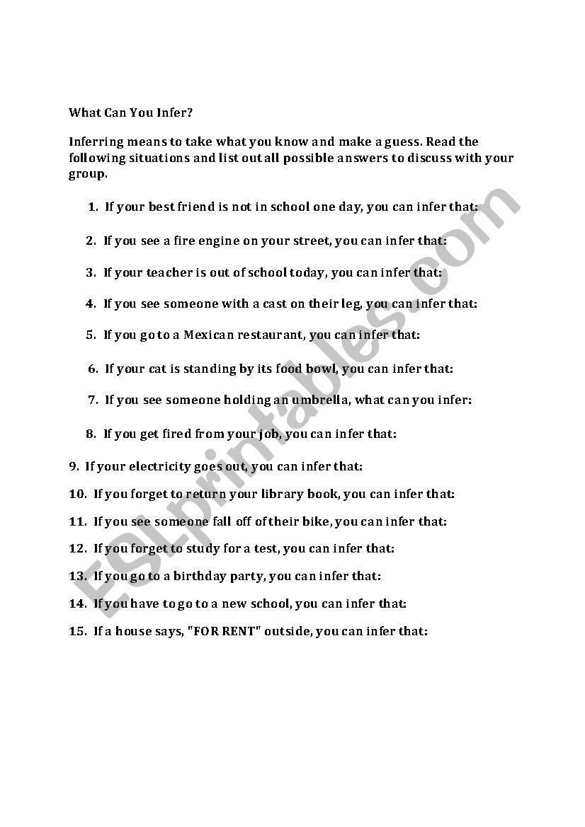 Inferencing worksheet