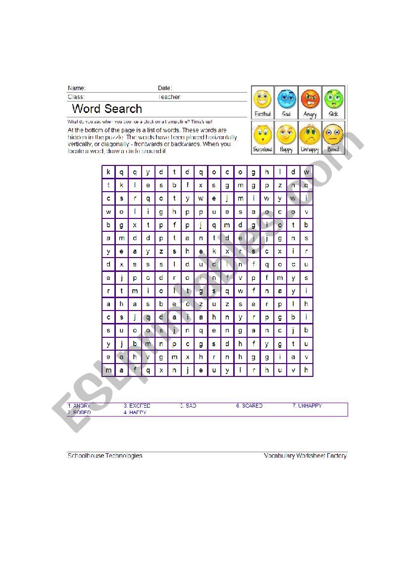 word search  worksheet