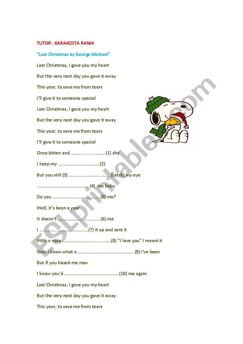 LastChristmas worksheet