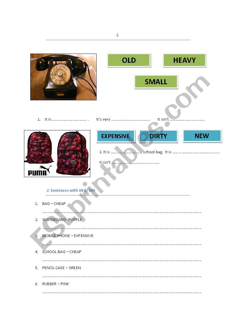 School objects worksheet