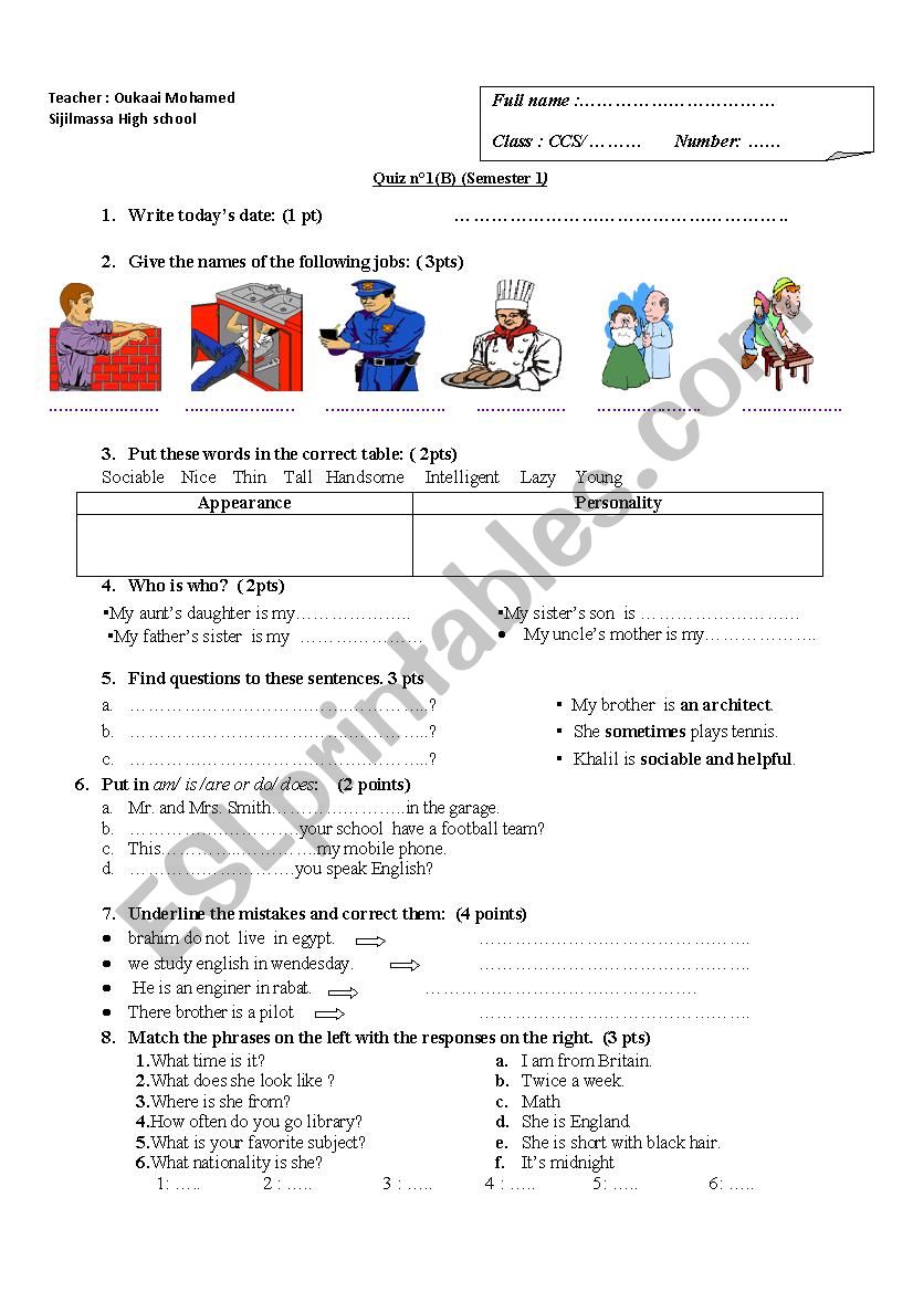 test common core worksheet