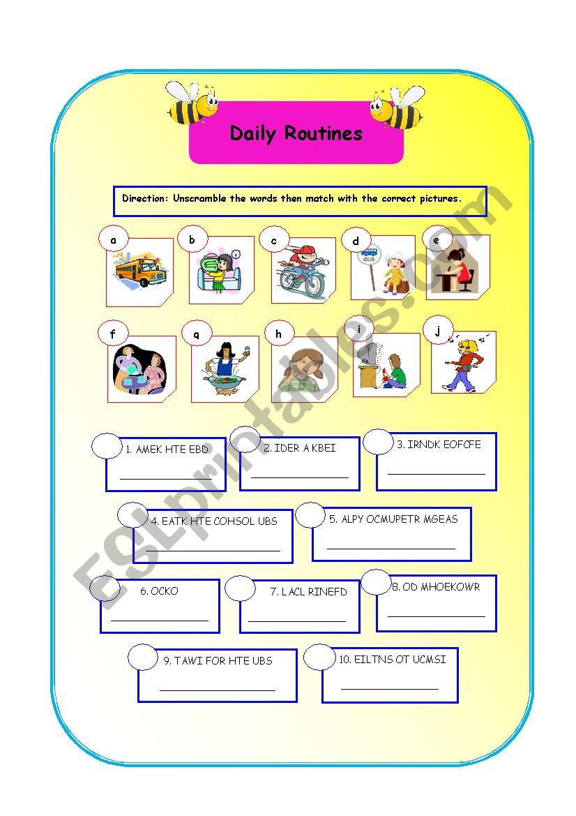 Dialy Routines worksheet
