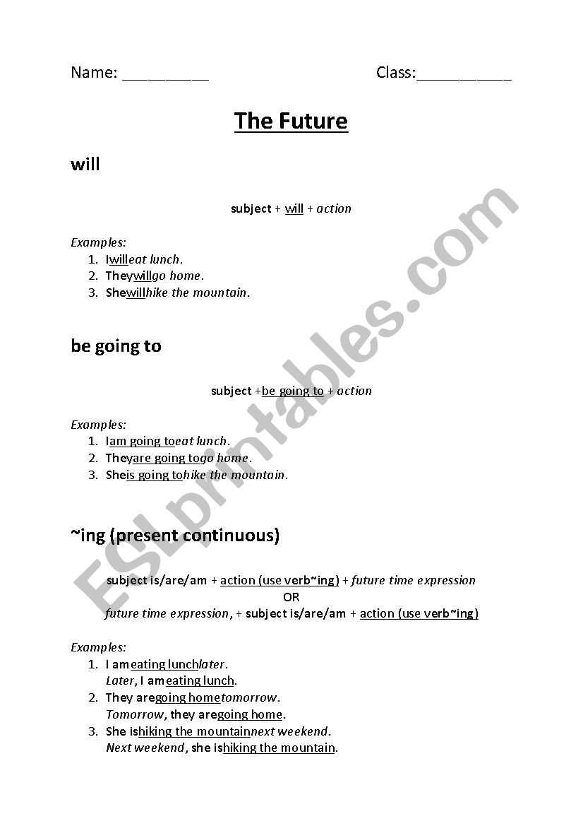 The Future worksheet