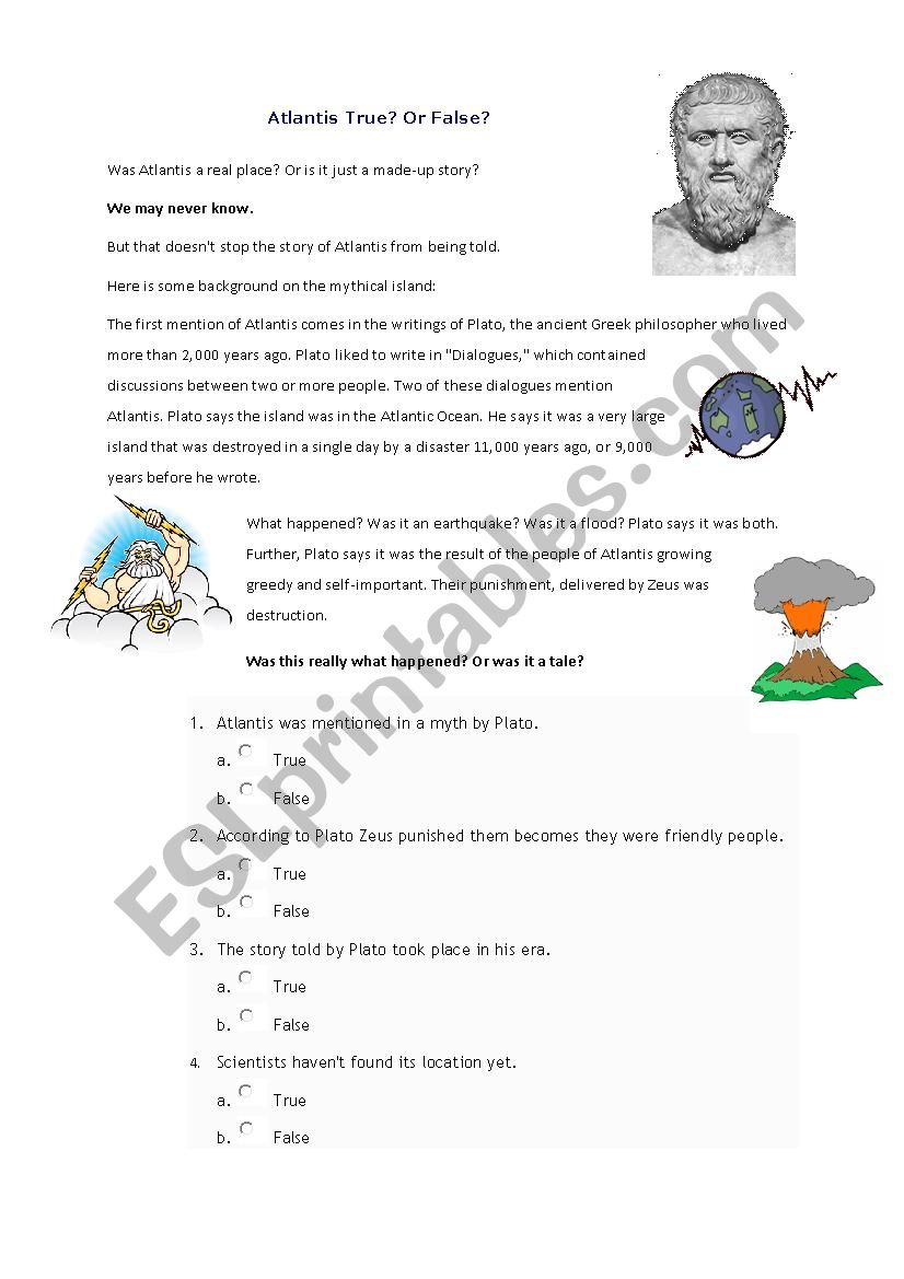 Atlantis- the lost city worksheet