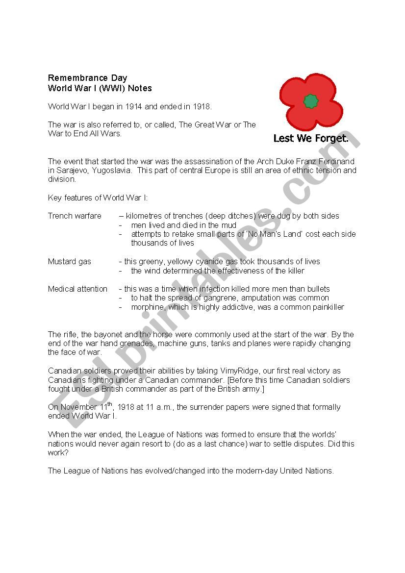 Remembrance background information