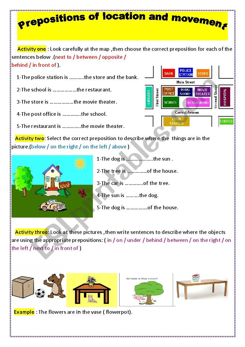 prepositions of location and movement