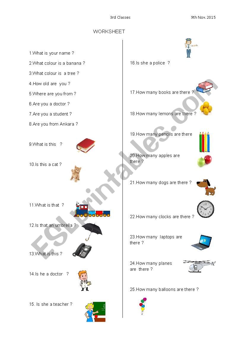 Worsheet for very young learners