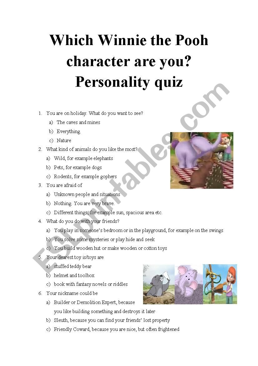 Which Winnie the Pooh character are you? Personality quiz 4