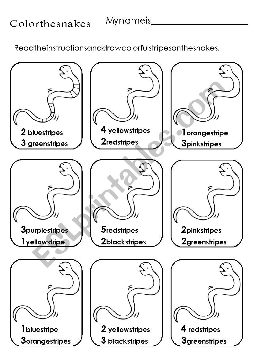 stripe snake. help students study colors