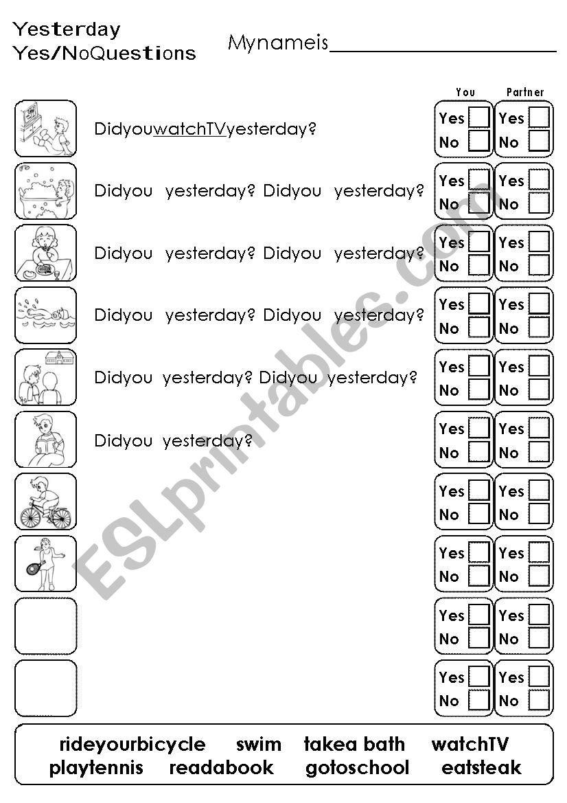 fun activity simple past worksheet