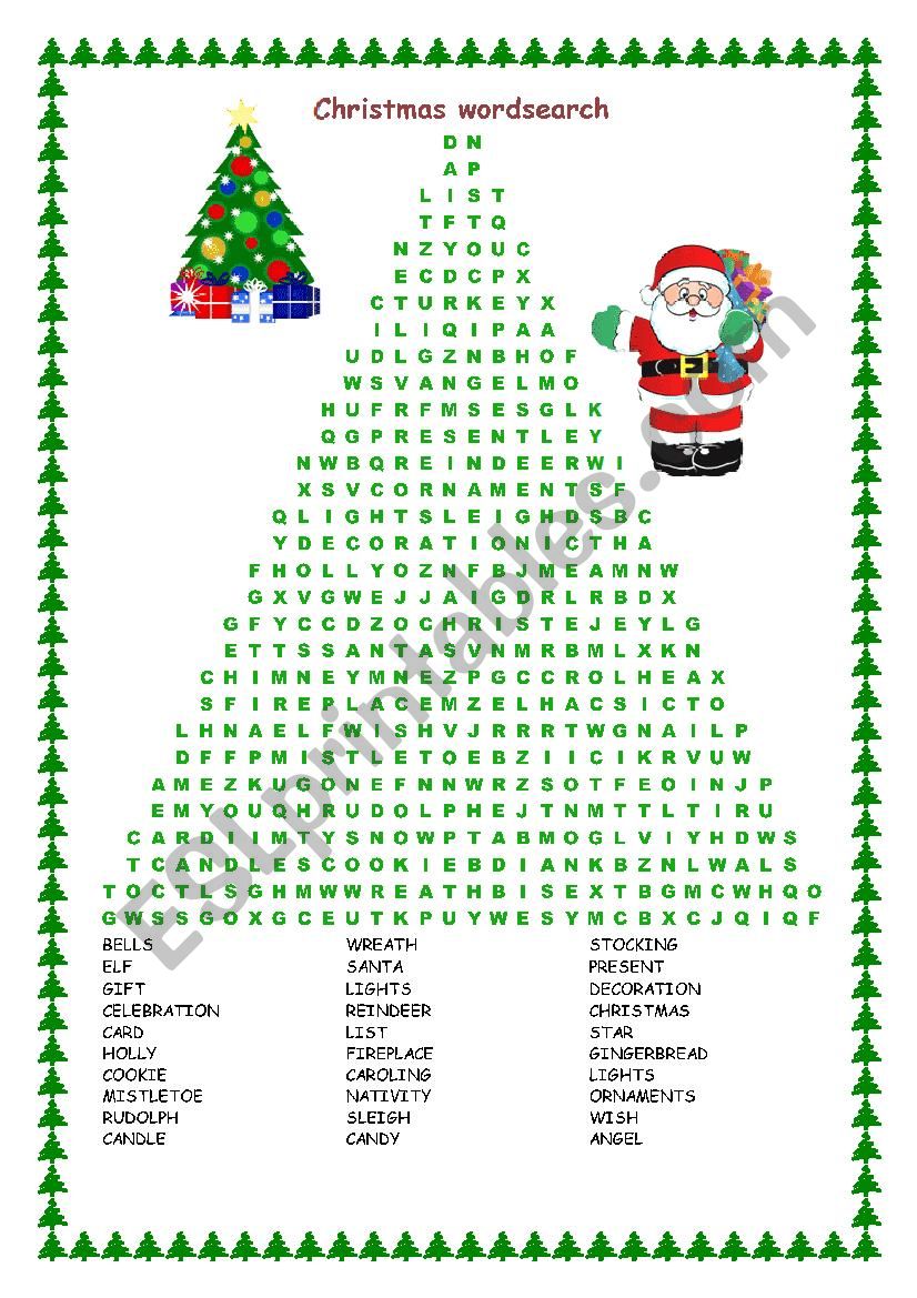 Christmas Wordsearch worksheet