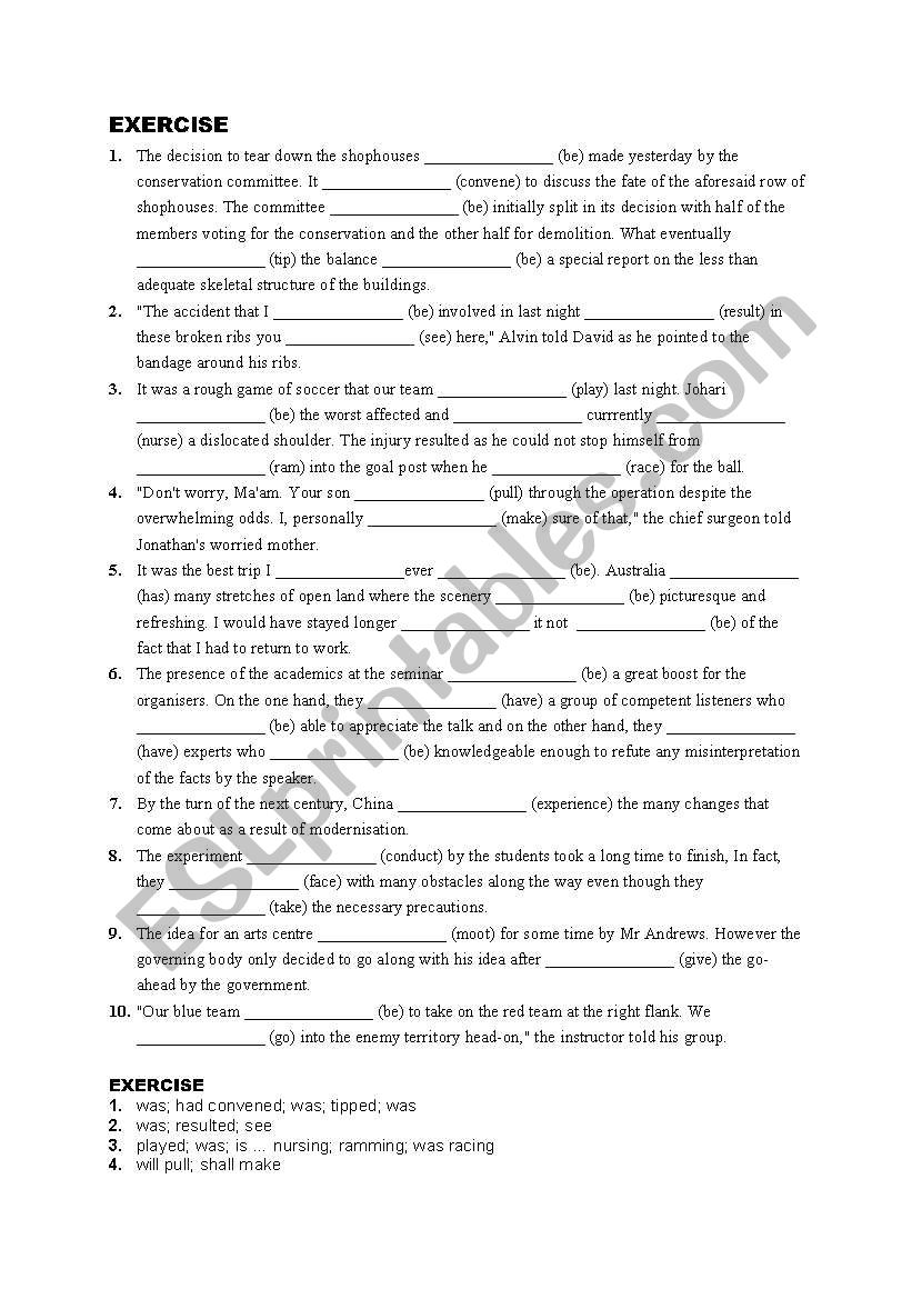 grammer revision worksheet