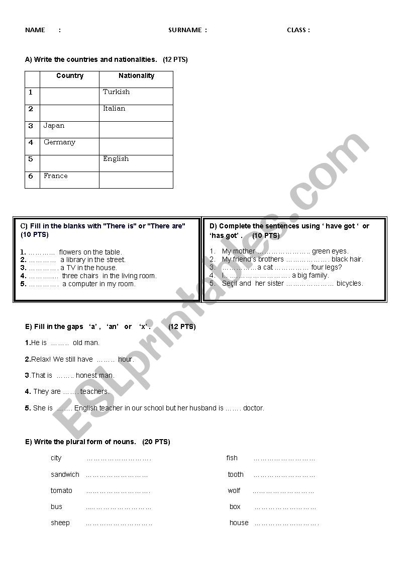quiz worksheet